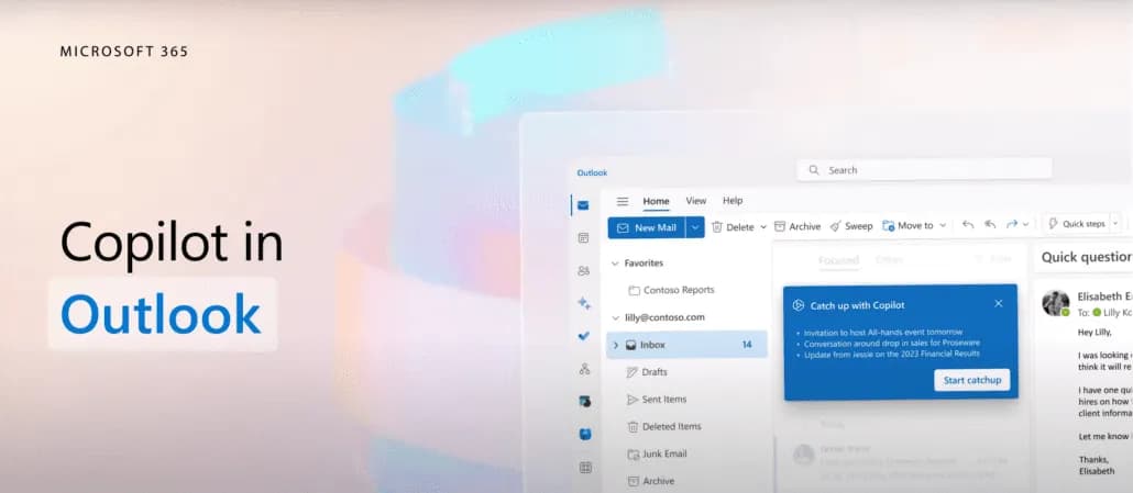 Microsoft Copilot in Outlook interface